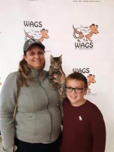 mother and son adopt a cat WAGS
