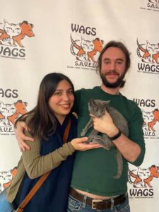 couple enjoy new pet cat at wags