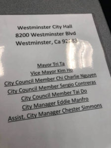 westminster city hall names