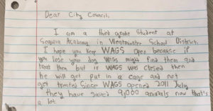 persuasive letter writing for WAGS children